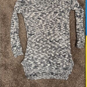 Pink Rose Marled Crewneck Sweater in Gray and White